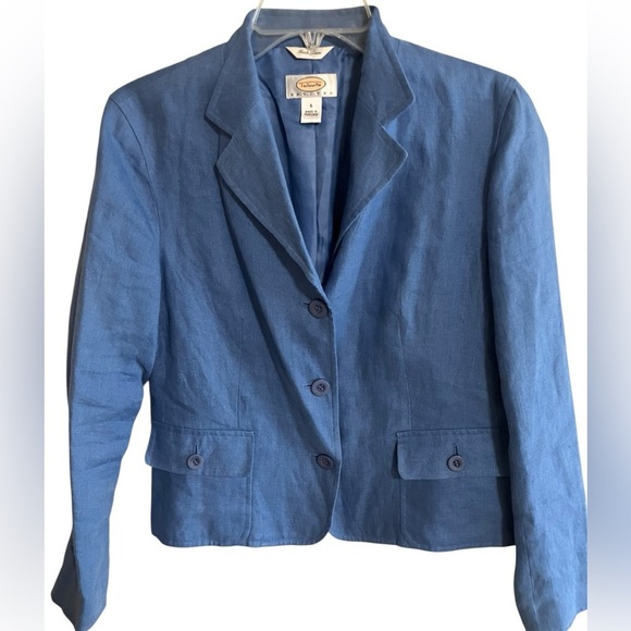 Talbots 100% Irish Linen Blue Career BlazerJacket Lined Women’s Petite Size 6 - Picture 9 of 9